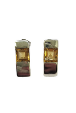 Occasions by Marleen Occasions by Marleen - Zilveren oorknoppen - Oranje zirkonia