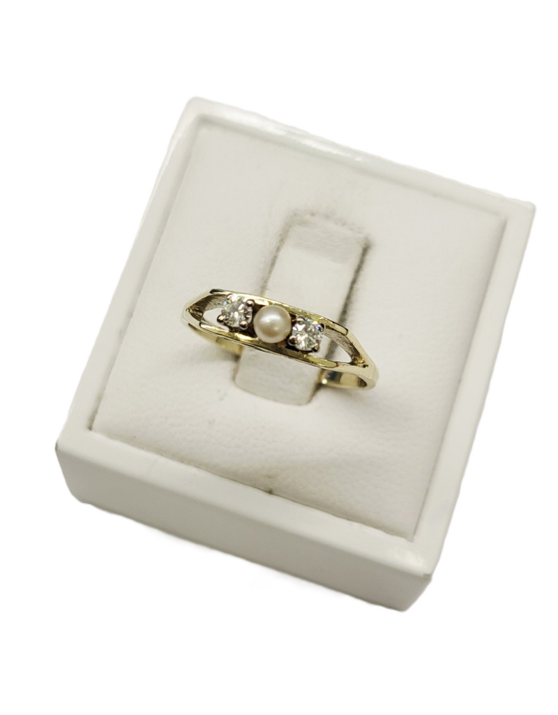 Occasions by Marleen Occasions by Marleen - 14 karaats - Gouden ring - Zoetwaterparel/Zirkonia - Maat 17.25