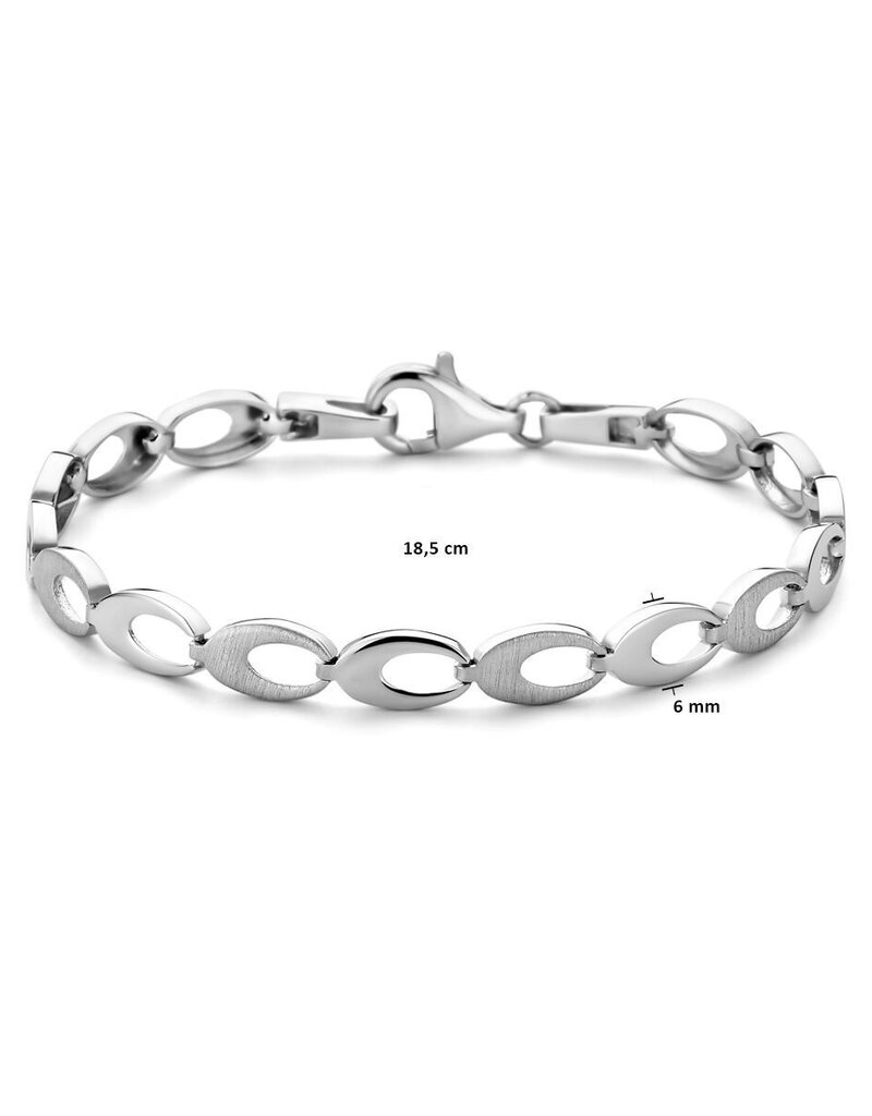 Zilveren armband - Gerhodineerd - mat/glanzend - 18.5