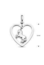 Zilveren hanger - Gerhodineerd - Hartje met paardje