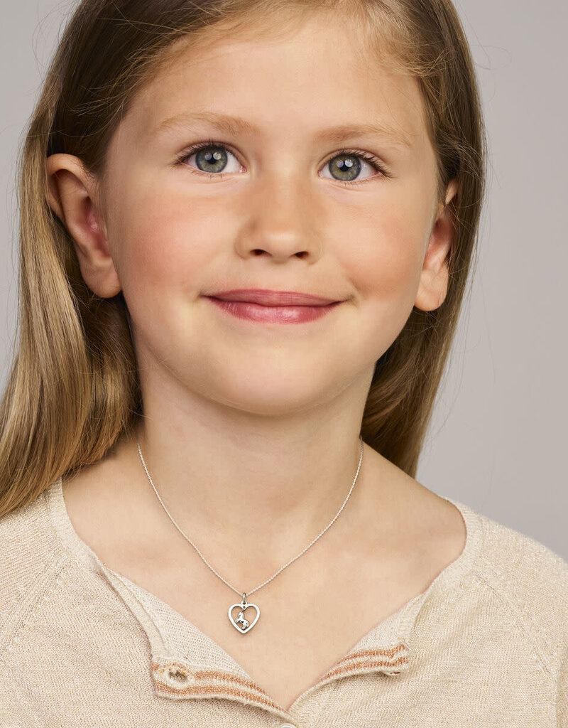 Zilveren hanger - Gerhodineerd - Hartje met paardje