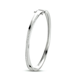 Zilveren bangle - Gerhodineerd - Zirkonia - Maat 62