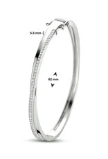 Zilveren bangle - Gerhodineerd - Zirkonia - Maat 62