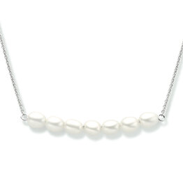 Zilveren collier - Gerhodineerd - Zoetwaterparel - 42/45 cm