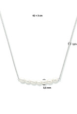 Zilveren collier - Gerhodineerd - Zoetwaterparel - 42/45 cm