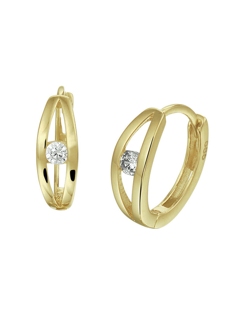 Gouden oorringen - 14 karaats - Zirkonia