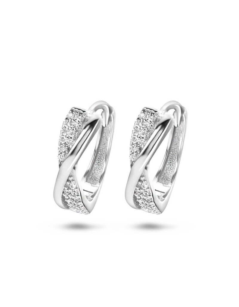 Zilveren oorringen - Gerhodineerd - Zirkonia