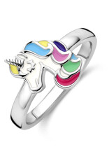 Zilveren kinderring - Gerhodineerd - Multicolor - Eenhoorn - Maat 13