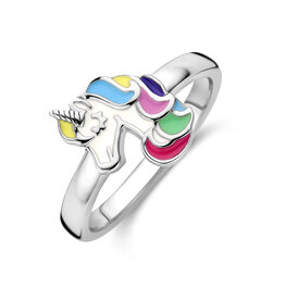 Zilveren kinderring - Gerhodineerd - Multicolor - Eenhoorn - Maat 13