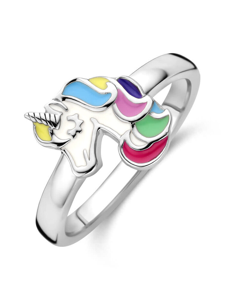 Zilveren kinderring - Gerhodineerd - Multicolor - Eenhoorn - Maat 13
