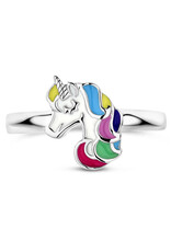 Zilveren kinderring - Gerhodineerd - Multicolor - Eenhoorn - Maat 13
