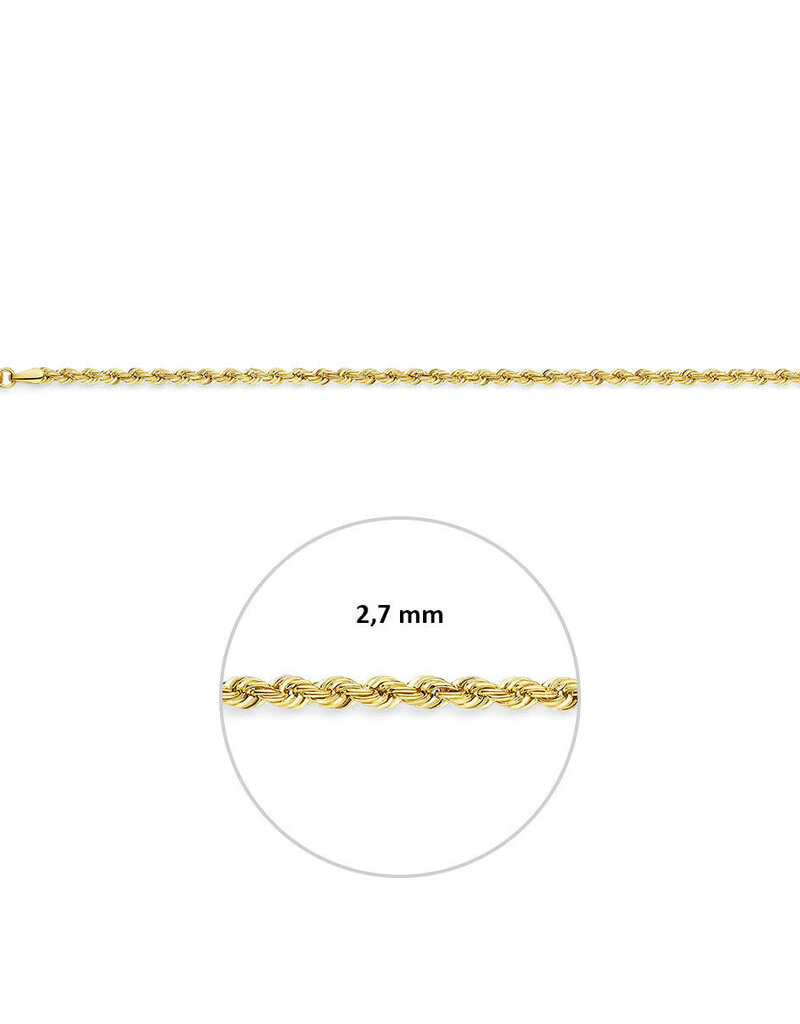 Gouden armband - 14 karaats - Koord - 2.7 mm - 19 cm