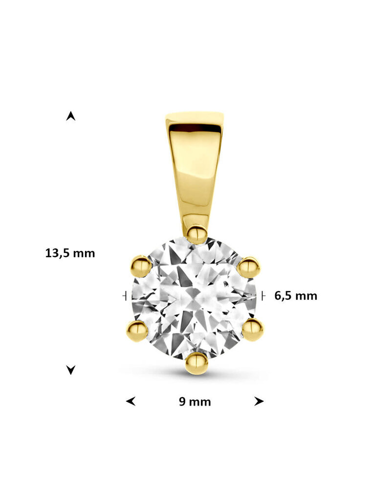 Gouden hanger - 14 karaats - Solitair - Zirkonia