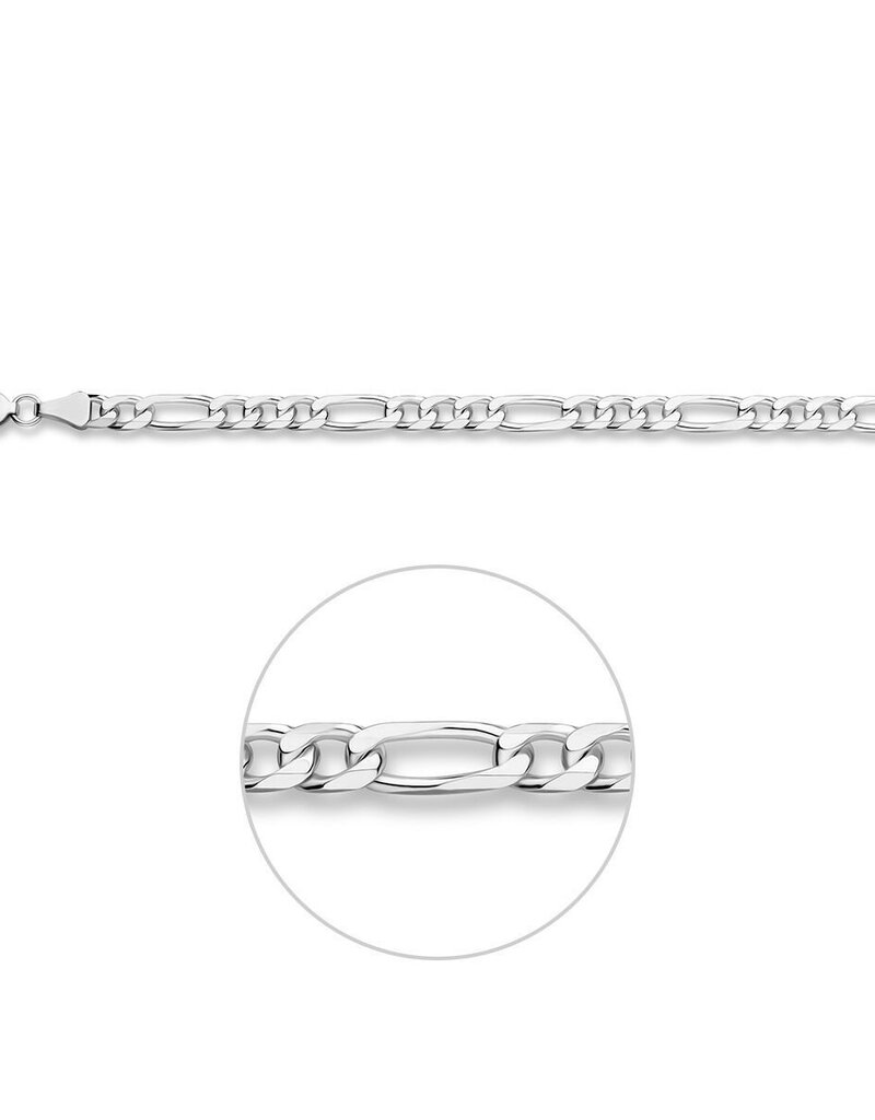 Zilveren armband - Gerhodineerd - Figaro - 5 mm - 20 cm