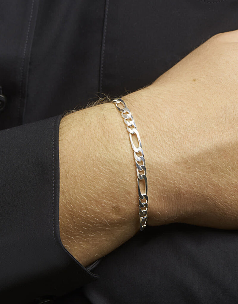 Zilveren armband - Gerhodineerd - Figaro - 5 mm - 20 cm