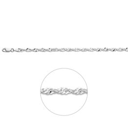 Zilveren collier - Gerhodineerd - Singapore - 3.5 mm - 45 cm