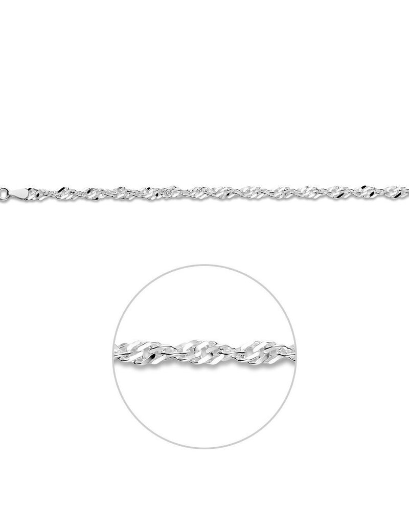Zilveren collier - Gerhodineerd - Singapore - 3.5 mm - 45 cm