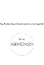Zilveren collier - Gerhodineerd - Singapore - 3.5 mm - 45 cm