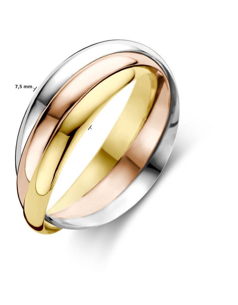 Gouden ring - 14 Karaats - 3 color - 3 in een - Maat 17.5