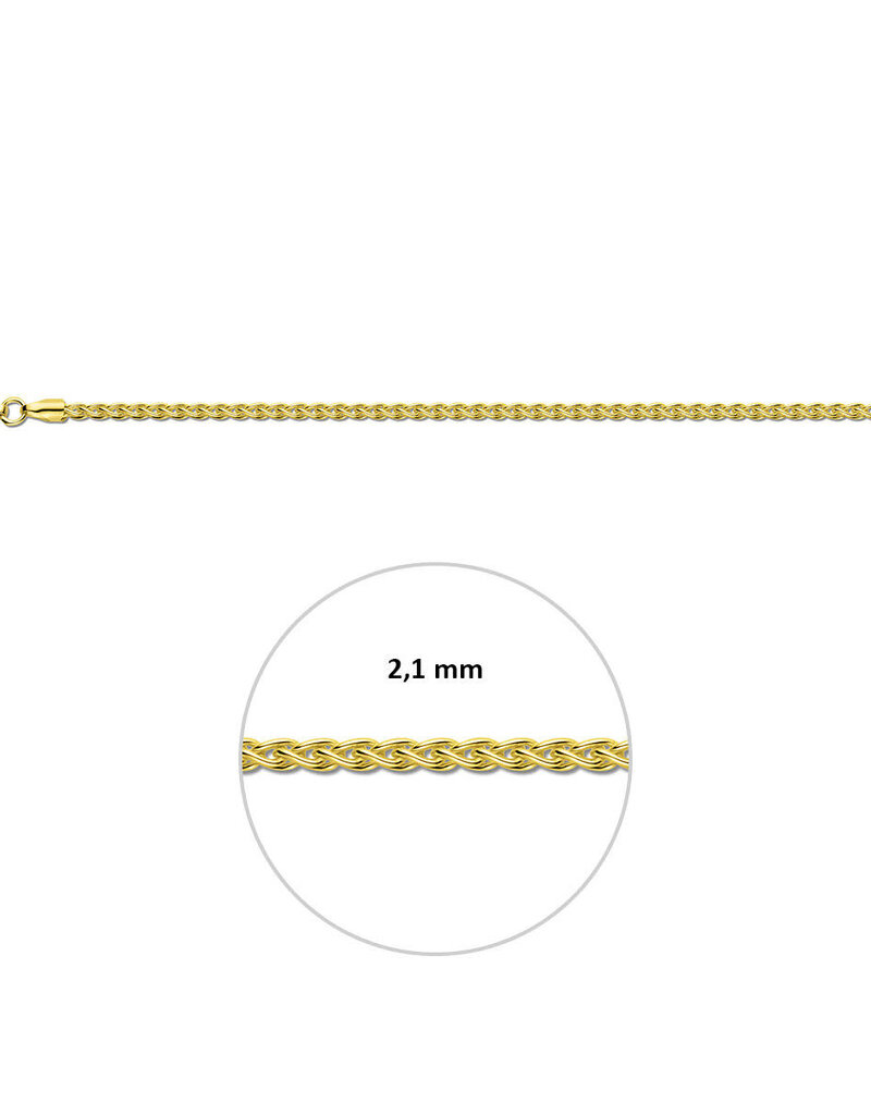 Gouden armband - 14 karaats - Vossestaart - 2,1 mm - 19 cm