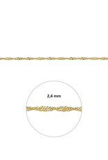Gouden armband - 14 karaats -  Singapore - 2,3 mm - 19 cm