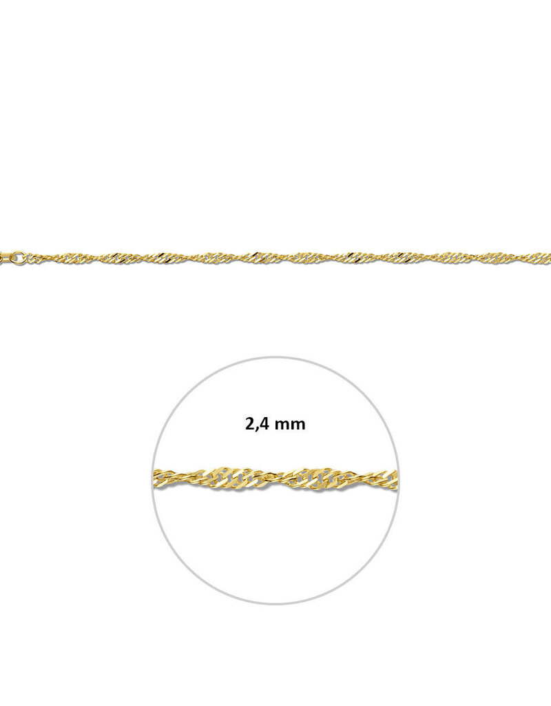 Gouden armband - 14 karaats -  Singapore - 2,3 mm - 19 cm