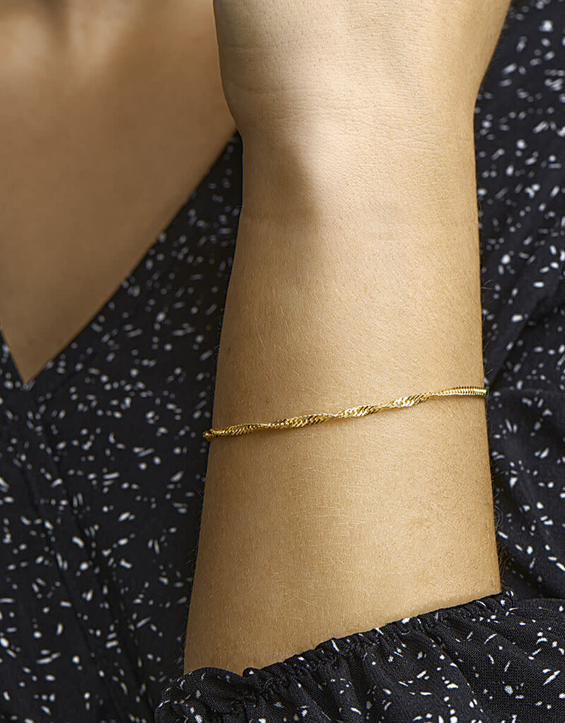 Gouden armband - 14 karaats -  Singapore - 2,3 mm - 19 cm
