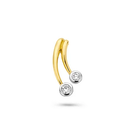 Bernstein Gouden hanger - 14 karaats - Bicolor - Briljant - SI2 - 0.080 crt