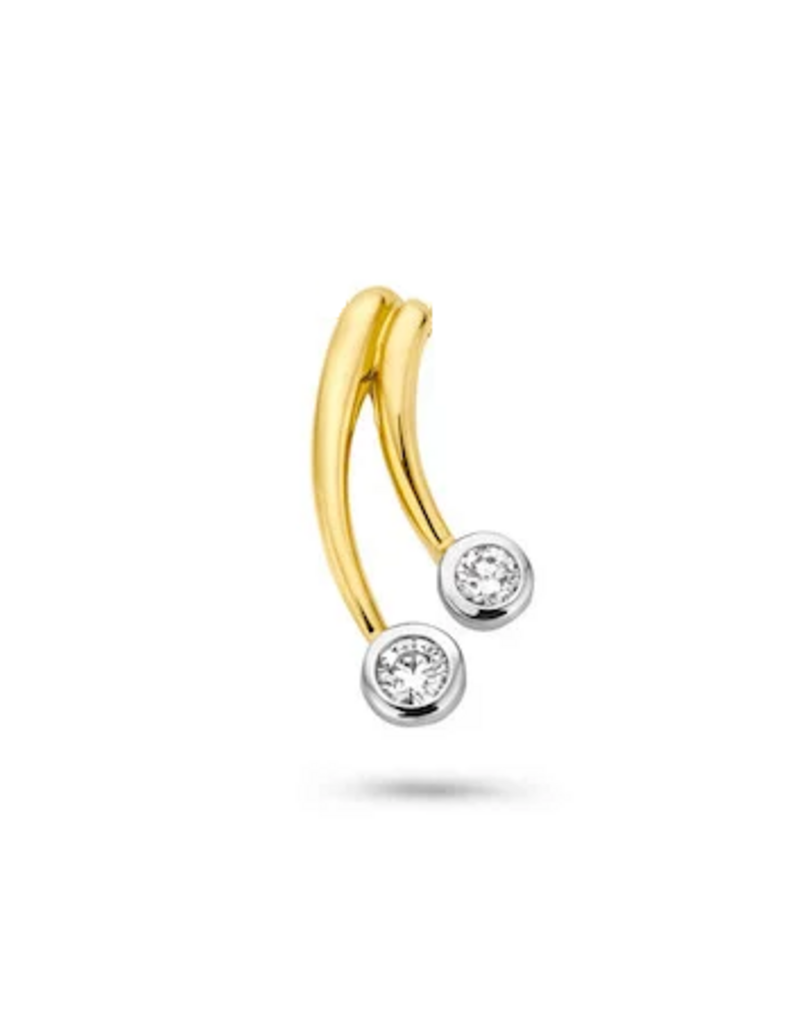 Bernstein Gouden hanger - 14 karaats - Bicolor - Briljant - SI2 - 0.080 crt