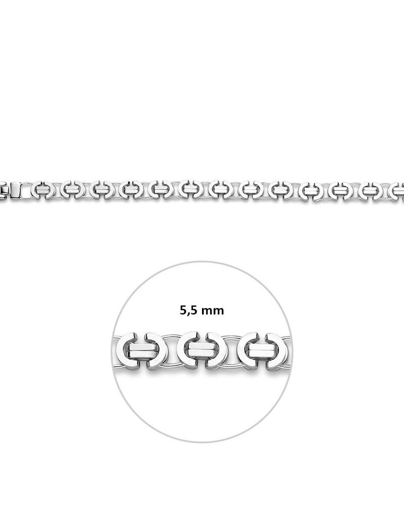 Zilveren armband - Gerhodineerd - Konings plat - 5.5 mm - 20 cm