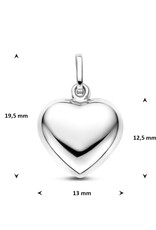 Zilveren hanger - Gerhodineerd - Hart - 13 mm