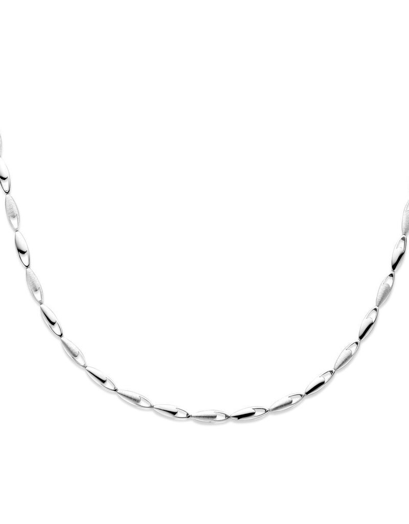 Zilveren collier - Gerhodineerd - Mat/glanzend - 45 cm