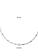 Zilveren collier - Gerhodineerd - Mat/glanzend - 45 cm