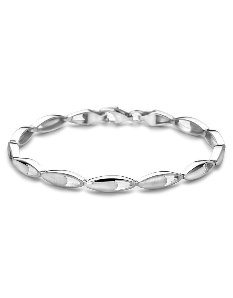 Zilveren armband - Gerhodineerd - Mat/glanzend - 19 cm