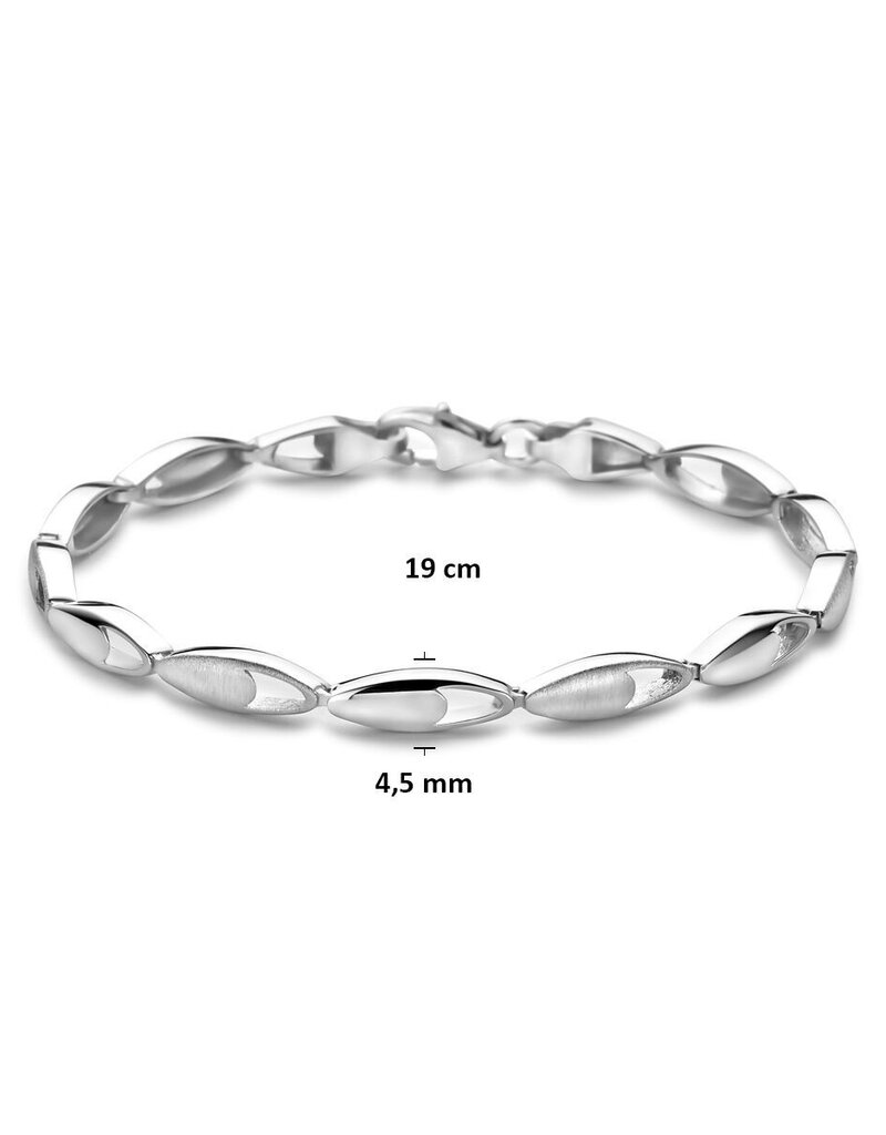 Zilveren armband - Gerhodineerd - Mat/glanzend - 19 cm
