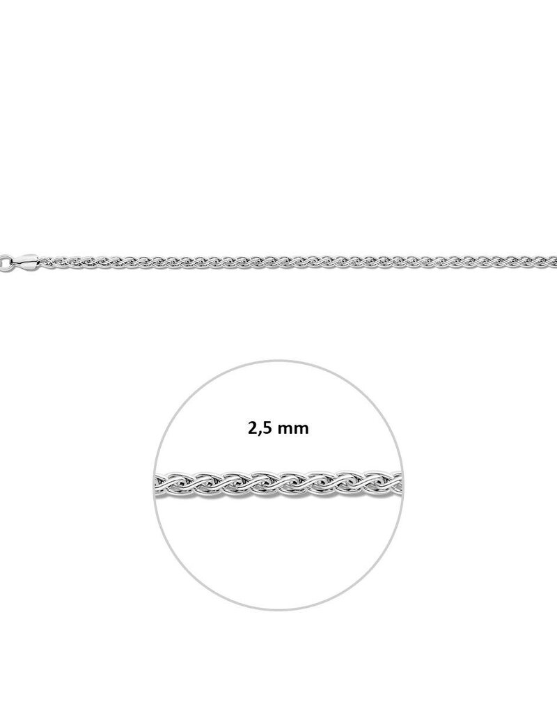 Zilveren armband - Gerhodineerd - Vossestaart - 2.5 mm - 19 cm