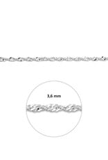 Zilveren armband - Gerhodineerd - Singapore - 3.5 mm -19 cm