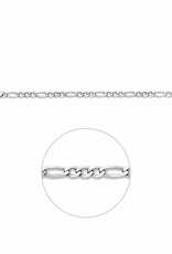 Zilveren armband - Gerhodineerd - Figaro - 3.3 mm - 19 cm