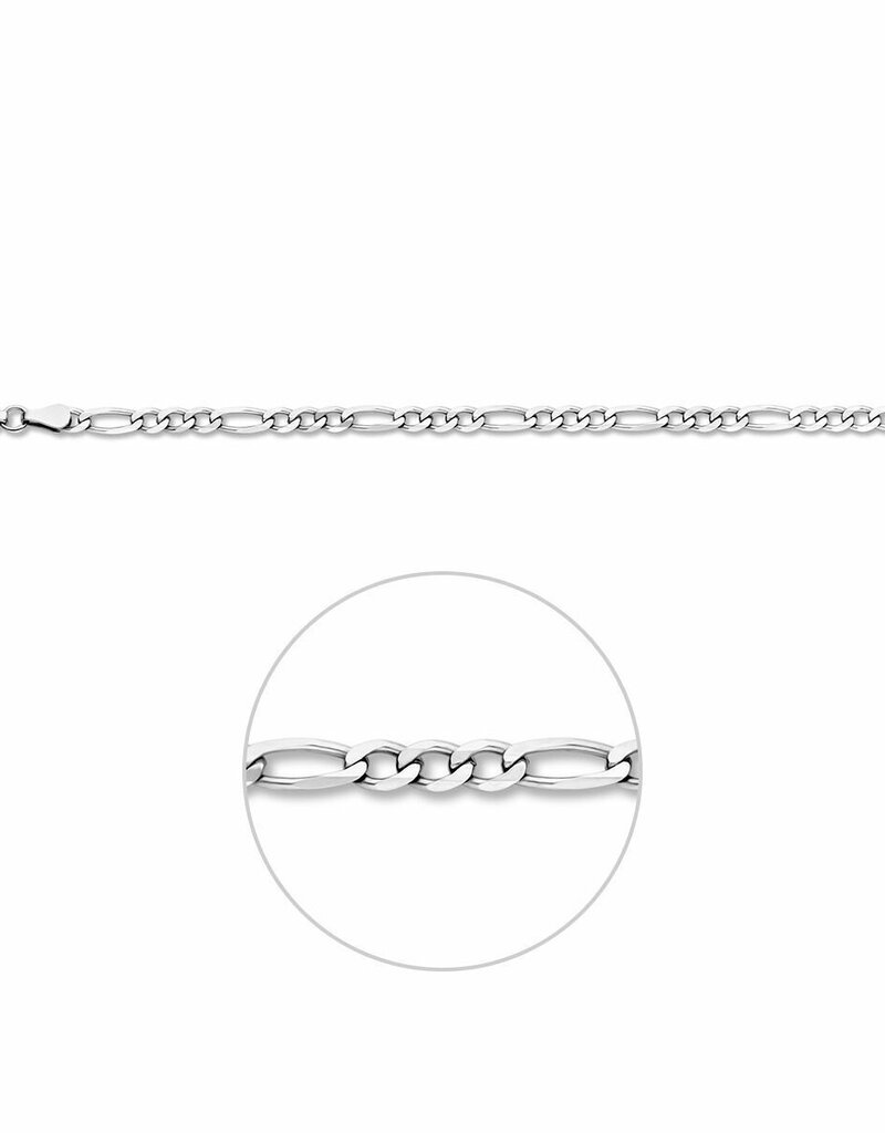Zilveren armband - Gerhodineerd - Figaro - 3.3 mm - 19 cm