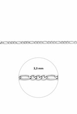 Zilveren armband - Gerhodineerd - Figaro - 3.3 mm - 19 cm