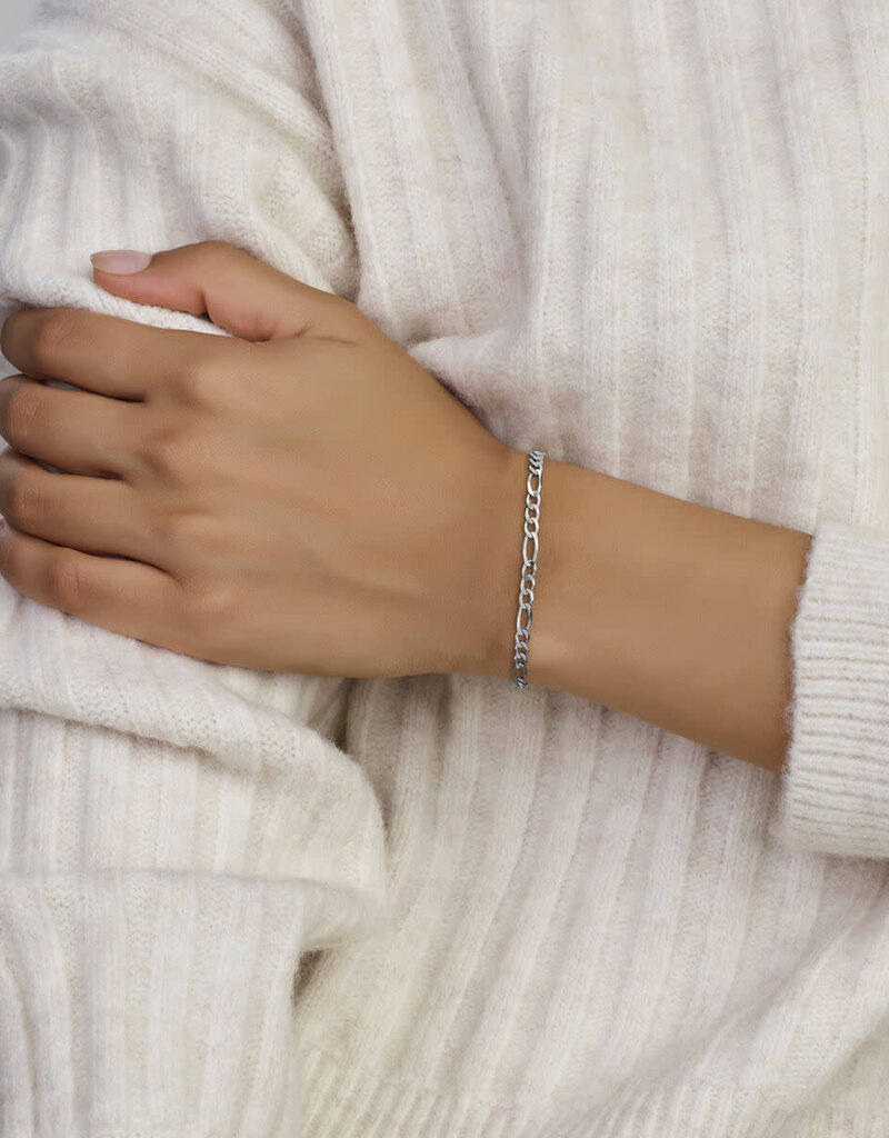 Zilveren armband - Gerhodineerd - Figaro - 3.3 mm - 19 cm