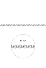 Zilveren armband - Gerhodineerd - Jasseron - 3.5 mm - 18 cm