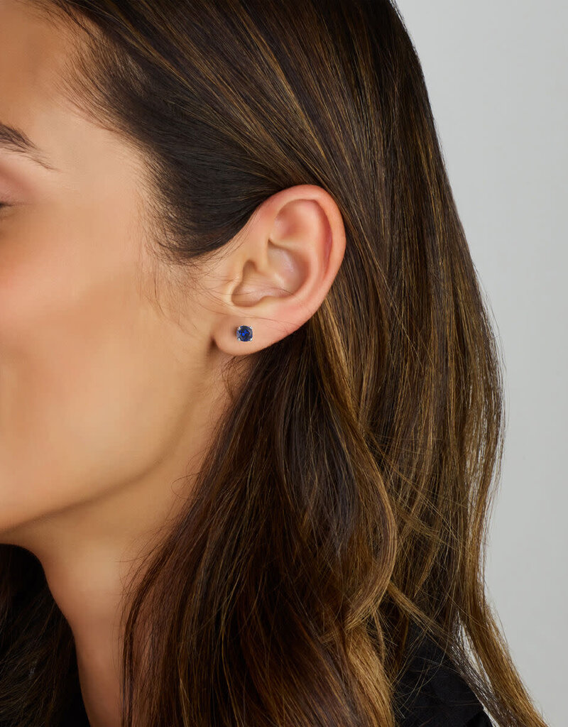 Zilveren oorknoppen - Gerhodineerd - Zirkonia - Blauw