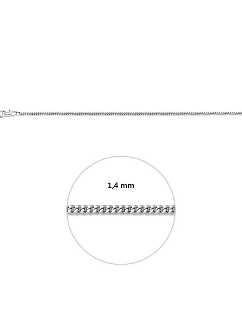 Zilveren lengtecollier - Gerhodineerd - Gourmet - 1.4 mm - 38 cm