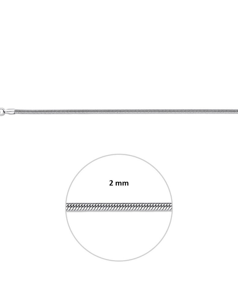 Zilveren lengtecollier - Gerhodineerd - Slang - 2.0 mm
