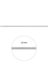 Zilveren lengtecollier - Gerhodineerd - Gourmet - 1.6 mm
