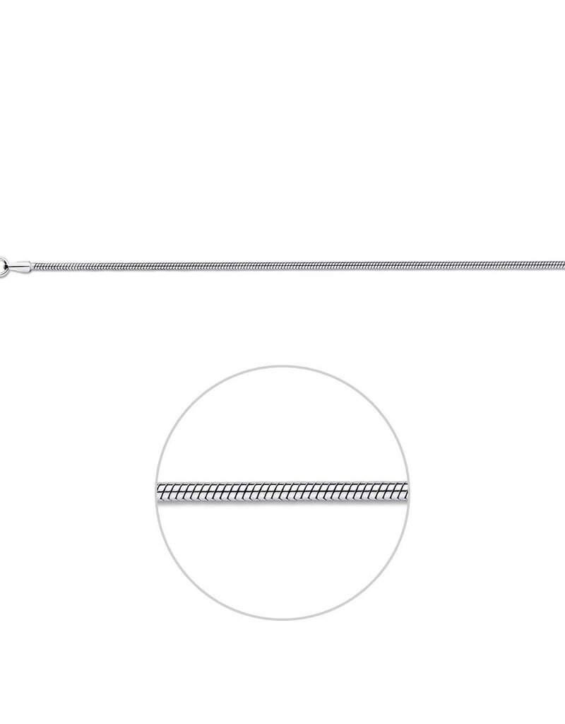 Zilveren lengtecollier - Gerhodineerd - Slang - 1.4 mm