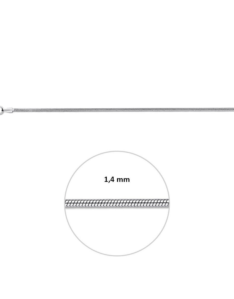 Zilveren lengtecollier - Gerhodineerd - Slang - 1.4 mm