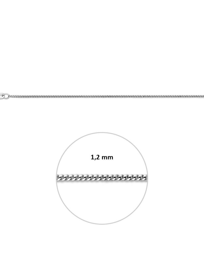 Zilveren lengtecollier - Gerhodineerd - Gourmet -1,2 mm