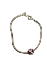 Occasions by Marleen Occasions by Marleen - Zilveren kinderarmband - Slang - Kraal paars - 12.5 cm